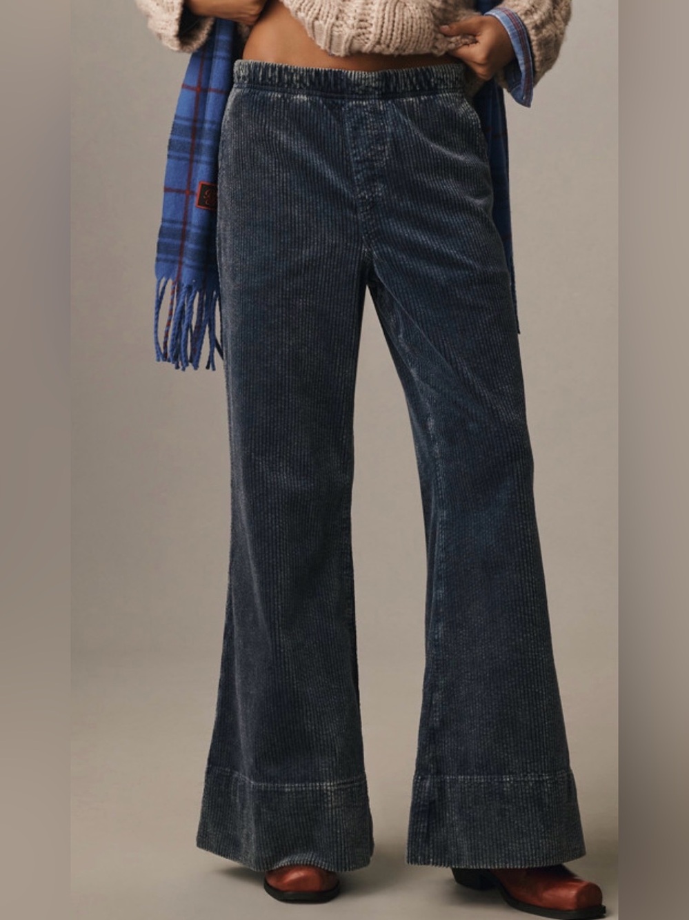 Anthropologie NWT Plush Corduroy High-Rise Pull-On Flare Pants Size XXS